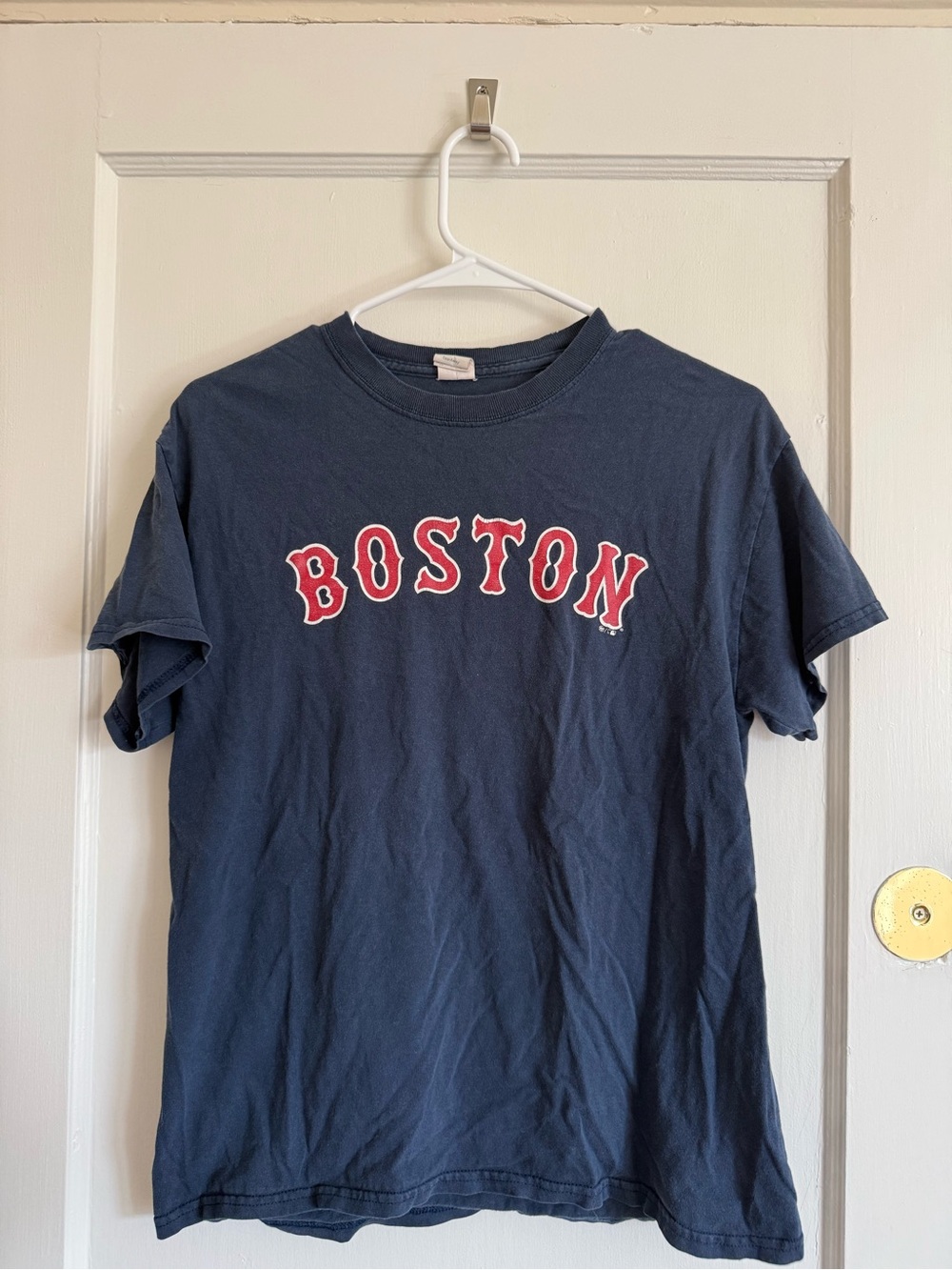 Hanes Navy T‑Shirt with Red "BOSTON" Graphic